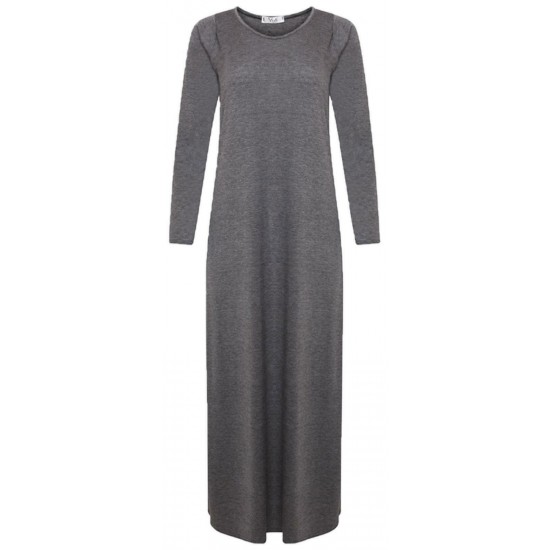 WOMENS LONG SLEEVE LONG MAXI DRESS LADIES PLAIN MAXI JERSEY PLUS SIZE 8-26