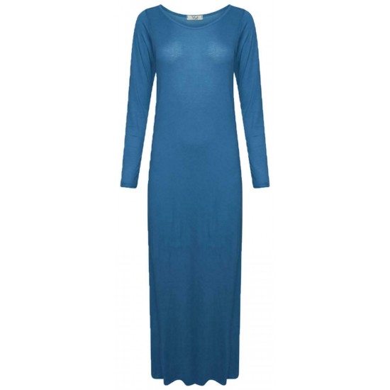 WOMENS LONG SLEEVE LONG MAXI DRESS LADIES PLAIN MAXI JERSEY PLUS SIZE 8-26