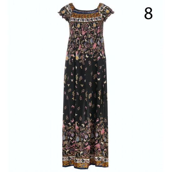 New Ladies Womens Cotton Short Sleeve Summer Beach Holiday Maxi Dress Size 8-22