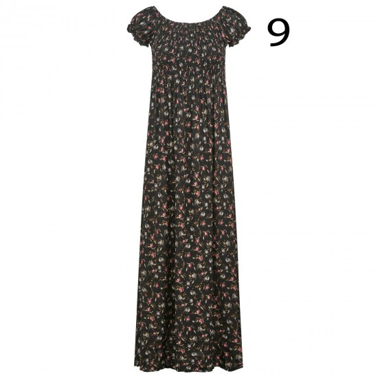 New Ladies Womens Cotton Short Sleeve Summer Beach Holiday Maxi Dress Size 8-22