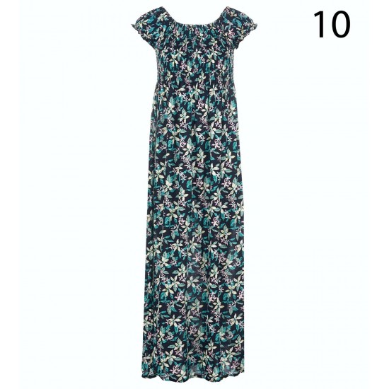 New Ladies Womens Cotton Short Sleeve Summer Beach Holiday Maxi Dress Size 8-22