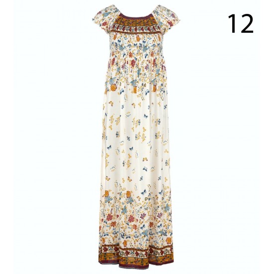 New Ladies Womens Cotton Short Sleeve Summer Beach Holiday Maxi Dress Size 8-22
