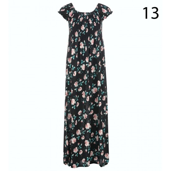 New Ladies Womens Cotton Short Sleeve Summer Beach Holiday Maxi Dress Size 8-22