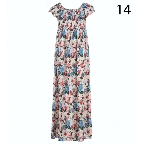 New Ladies Womens Cotton Short Sleeve Summer Beach Holiday Maxi Dress Size 8-22