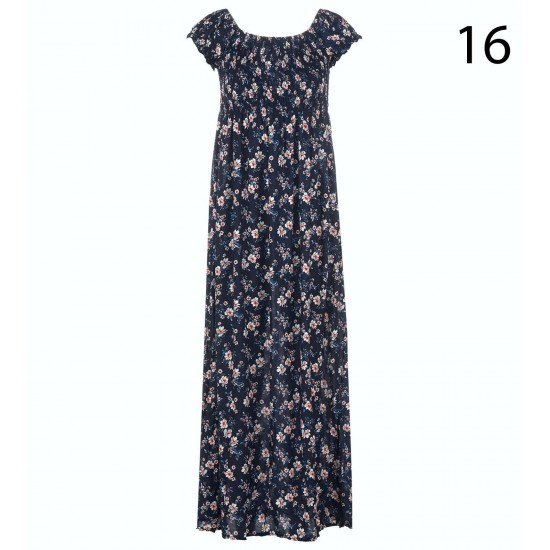 New Ladies Womens Cotton Short Sleeve Summer Beach Holiday Maxi Dress Size 8-22