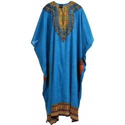 Unisex Mens Womens Cotton Kaftan Dress African Design Printed Back and Front 