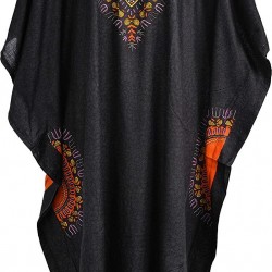 Unisex Mens Womens Cotton Kaftan Dress African Design Printed Back and Front 