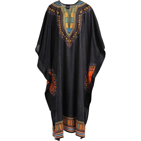 Unisex Mens Womens Cotton Kaftan Dress African Design Printed Back and Front 