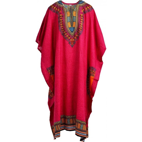 Unisex Mens Womens Cotton Kaftan Dress African Design Printed Back and Front 