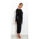 Women’s Cable Knitted Jumper Dress Ladies Pocket Tie up Long Midi Dresses Top