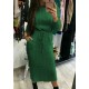 Women’s Cable Knitted Jumper Dress Ladies Pocket Tie up Long Midi Dresses Top