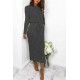 Women’s Cable Knitted Jumper Dress Ladies Pocket Tie up Long Midi Dresses Top