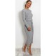 Women’s Cable Knitted Jumper Dress Ladies Pocket Tie up Long Midi Dresses Top