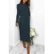 Women’s Cable Knitted Jumper Dress Ladies Pocket Tie up Long Midi Dresses Top