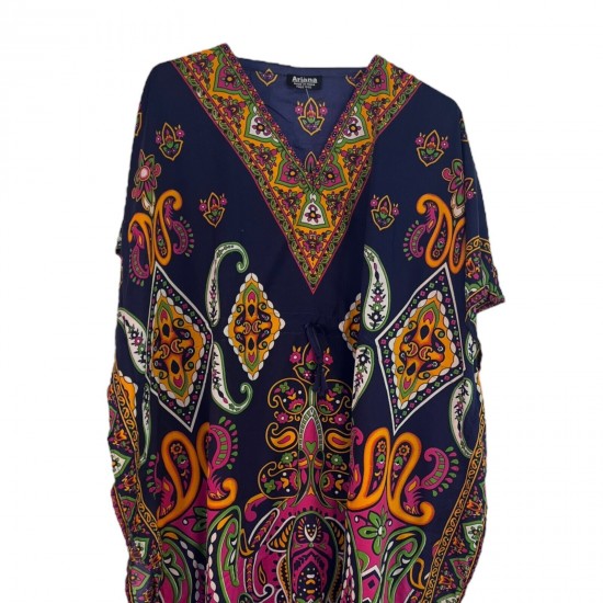 Women Casual Beach Kaftan Dress Short Sleeve Loungewear Caftan Swimsuit Cover Up