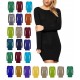 Womens Ladies Long Sleeve MIDI Dress Stretch Bodycon Plain Jersey Maxi Plus Size