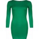 Womens Ladies Long Sleeve MIDI Dress Stretch Bodycon Plain Jersey Maxi Plus Size