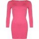 Womens Ladies Long Sleeve MIDI Dress Stretch Bodycon Plain Jersey Maxi Plus Size