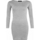 Womens Ladies Long Sleeve MIDI Dress Stretch Bodycon Plain Jersey Maxi Plus Size