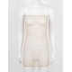 Women Sheer Mesh Mini Dress Bodycon Tube Dress See Through Nightwear Clubwear