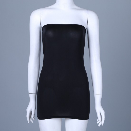 Women Sheer Mesh Mini Dress Bodycon Tube Dress See Through Nightwear Clubwear
