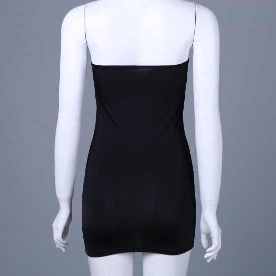 Women Sheer Mesh Mini Dress Bodycon Tube Dress See Through Nightwear Clubwear