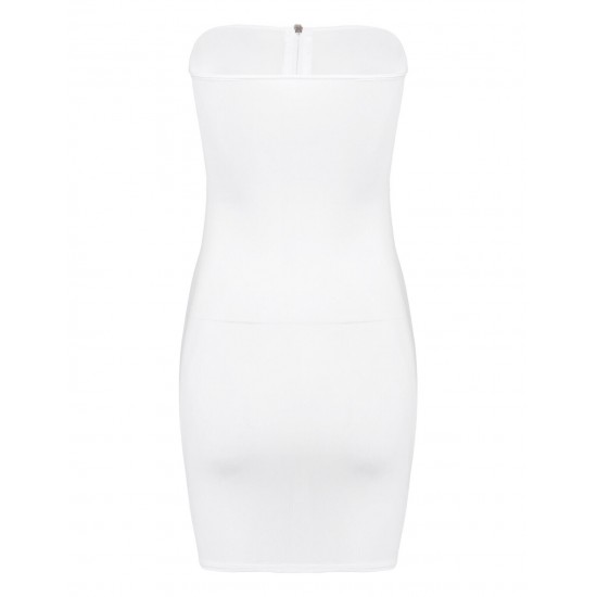 Women Sheer Mesh Mini Dress Bodycon Tube Dress See Through Nightwear Clubwear