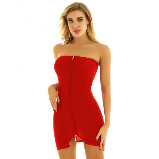 Women Sheer Mesh Mini Dress Bodycon Tube Dress See Through Nightwear Clubwear