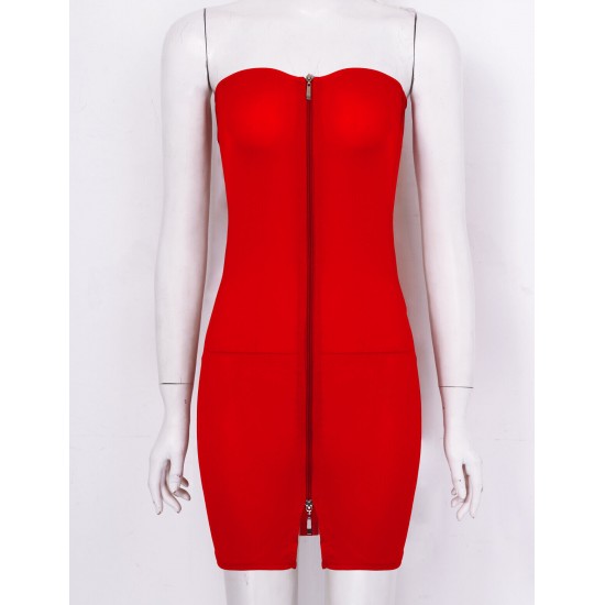 Women Sheer Mesh Mini Dress Bodycon Tube Dress See Through Nightwear Clubwear