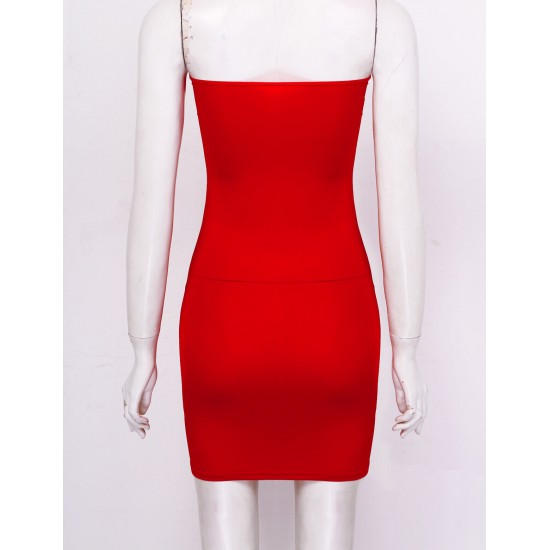 Women Sheer Mesh Mini Dress Bodycon Tube Dress See Through Nightwear Clubwear