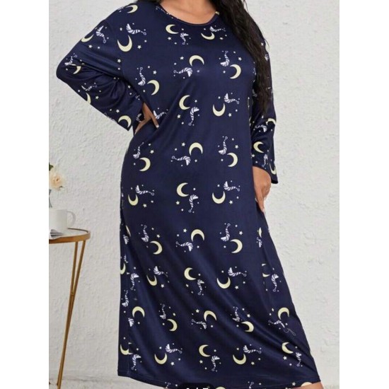 WOMENS plus size 30 X 32 Bust 68 X 50 Inch Long Slinky Day/lounge Night Dress