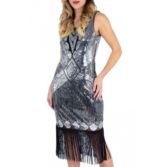 Ro Rox Dress Flapper 1920's Sequin Tassel Cocktail Party Great Gatsby Costume