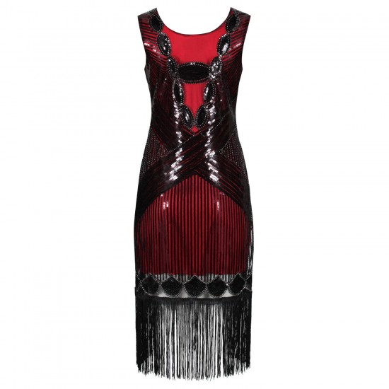 Ro Rox Dress Flapper 1920's Sequin Tassel Cocktail Party Great Gatsby Costume