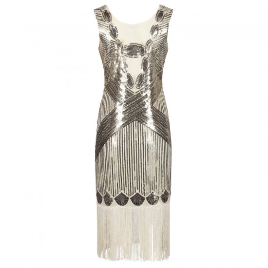 Ro Rox Dress Flapper 1920's Sequin Tassel Cocktail Party Great Gatsby Costume