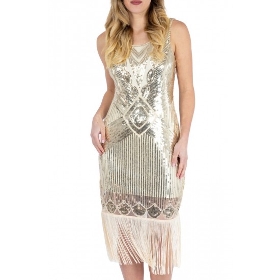 Ro Rox Dress Flapper 1920's Sequin Tassel Cocktail Party Great Gatsby Costume