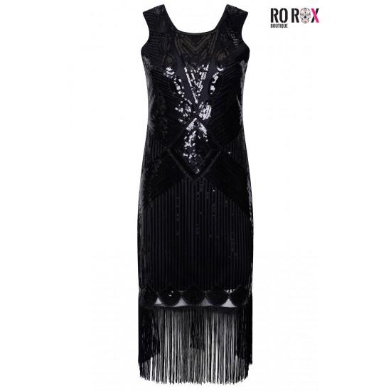 Ro Rox Dress Flapper 1920's Sequin Tassel Cocktail Party Great Gatsby Costume