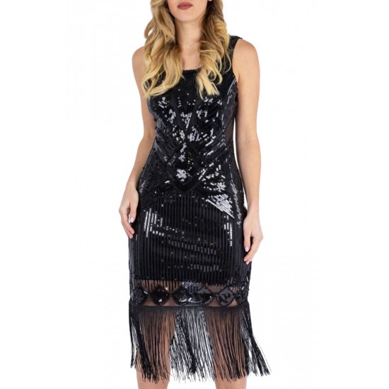Ro Rox Dress Flapper 1920's Sequin Tassel Cocktail Party Great Gatsby Costume