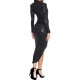 JOHN ZACK  BLACK SEQUIN   PLUNGE V NECK WRAP OVER  DRESS