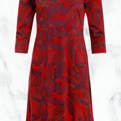 Ex Weird Fish Women's Starshine Organic Cotton Printed Jersey Dress in Rich Red