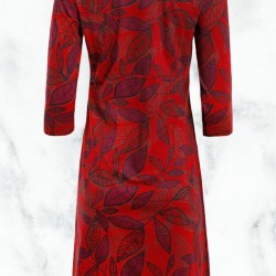 Ex Weird Fish Women's Starshine Organic Cotton Printed Jersey Dress in Rich Red