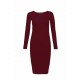 WOMENS LADIES LONG SLEEVE MIDI DRESS STRETCH BODYCON PLAIN JERSEY 8-26