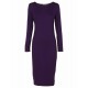 WOMENS LADIES LONG SLEEVE MIDI DRESS STRETCH BODYCON PLAIN JERSEY 8-26