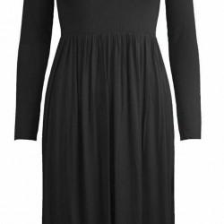 WOMAN LADIES FRANKIE SWING DRESS FLARED SKATER JERSEY LONG SLEEVE MIDI PLUS 8-26