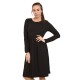 WOMAN LADIES FRANKIE SWING DRESS FLARED SKATER JERSEY LONG SLEEVE MIDI PLUS 8-26