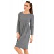 WOMAN LADIES FRANKIE SWING DRESS FLARED SKATER JERSEY LONG SLEEVE MIDI PLUS 8-26