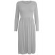WOMAN LADIES FRANKIE SWING DRESS FLARED SKATER JERSEY LONG SLEEVE MIDI PLUS 8-26
