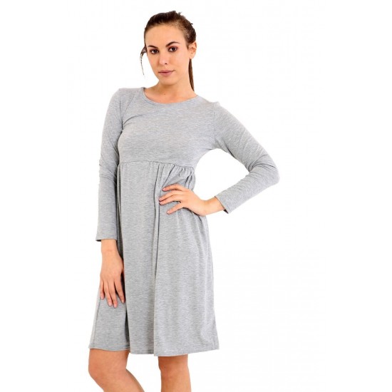 WOMAN LADIES FRANKIE SWING DRESS FLARED SKATER JERSEY LONG SLEEVE MIDI PLUS 8-26