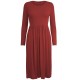 WOMAN LADIES FRANKIE SWING DRESS FLARED SKATER JERSEY LONG SLEEVE MIDI PLUS 8-26