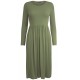 WOMAN LADIES FRANKIE SWING DRESS FLARED SKATER JERSEY LONG SLEEVE MIDI PLUS 8-26