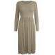 WOMAN LADIES FRANKIE SWING DRESS FLARED SKATER JERSEY LONG SLEEVE MIDI PLUS 8-26